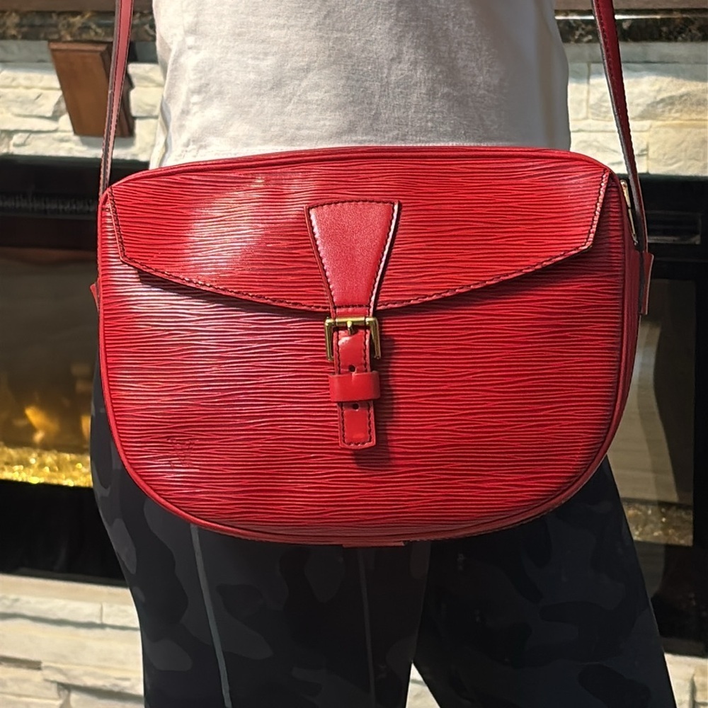Louis Vuitton Red Epi Jeune Fille crossbody bag.